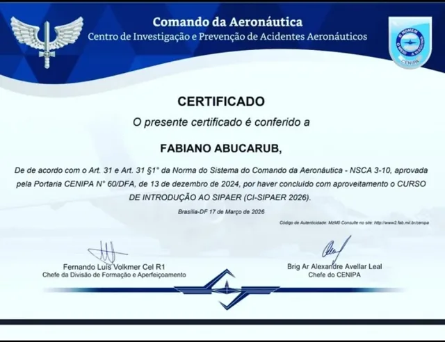 Certificado do CENIPA, Comando da Aeronáutica: Introdução ao SIPAER